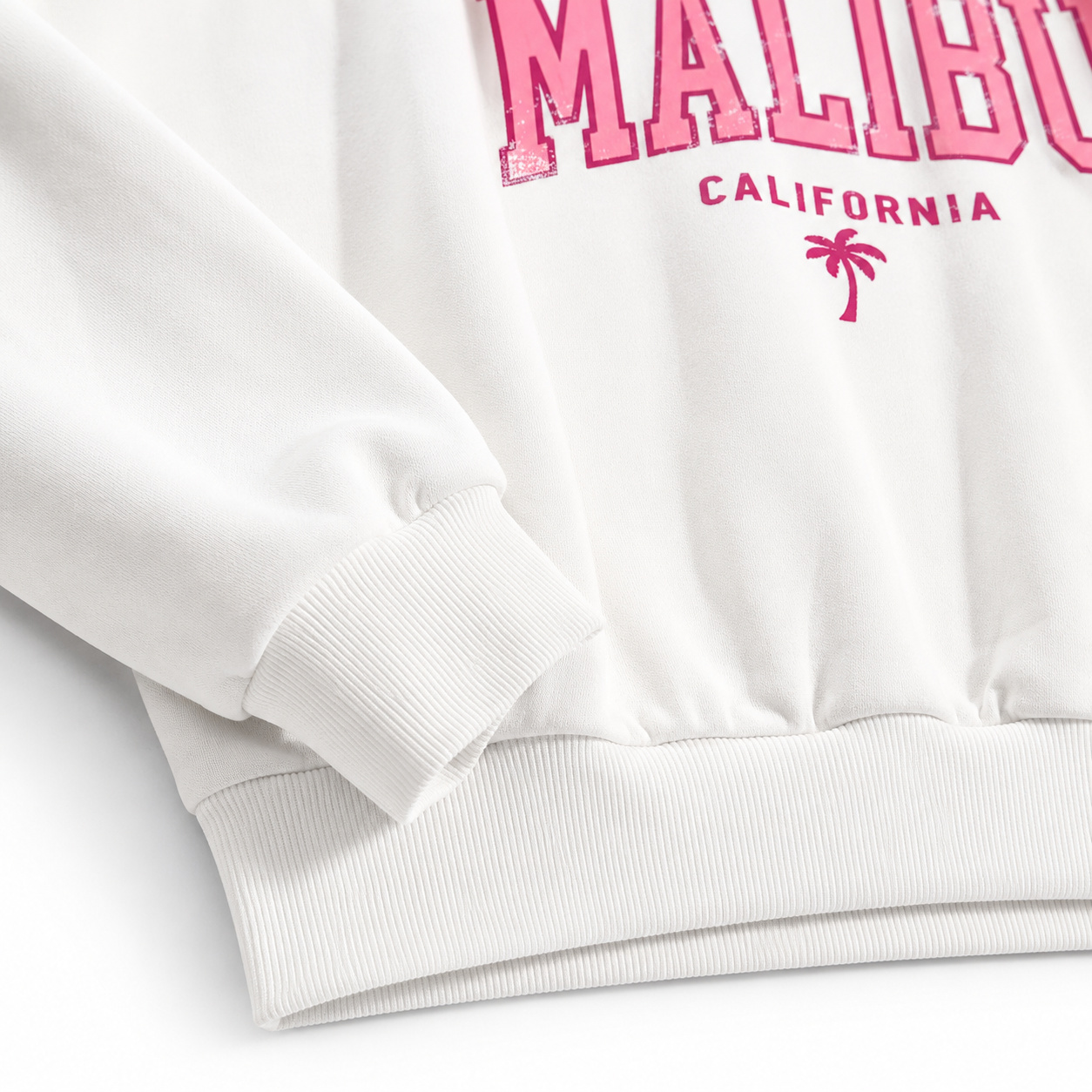 Cuff & Waistband Detail Image - Hoodie / Sweatshirt result for the same hoodie or sweatshirt, created using ListingReady while preserving the original colour, print, hood, drawstrings, cuffs, stitching and proportions.