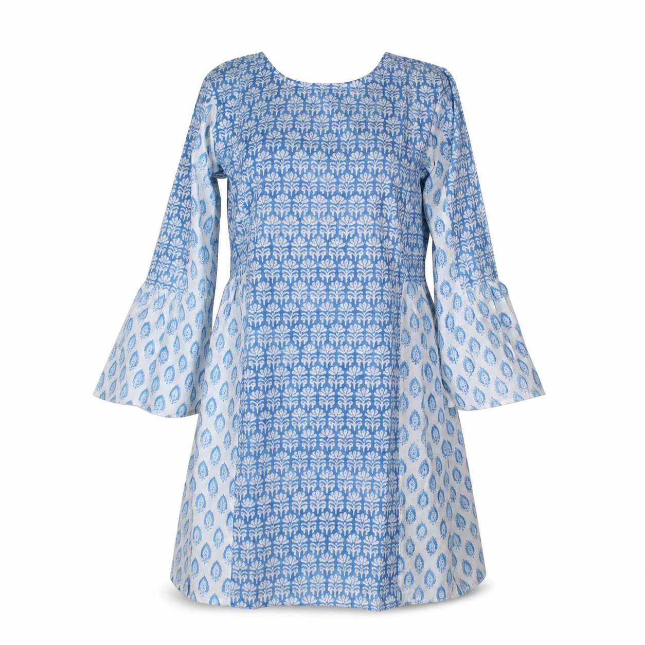 Amazon-ready main listing image of the same kurti or ethnic-wear garment on a pure white background, created using ListingReady while preserving the original colour, embroidery, neckline, sleeves, side slits and proportions.